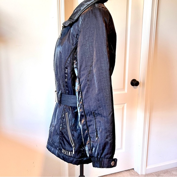 Vintage DESCENTE Black Shimmery Belted Winter Ski Jacket—SZ. 8 - Picture 4 of 17